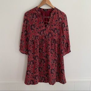 Madewell Paisley Lace Up Silk Mini Dress Size Extra Small